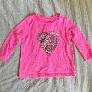 Baby Girl Long Sleeve Neon Pink Heart Shirt Pijama Top 6-9 Months Lightning Bug